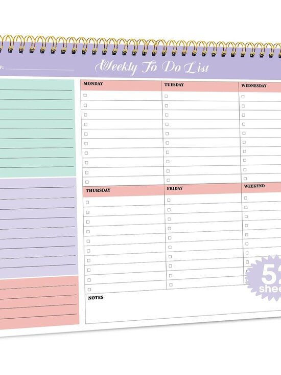 Other - Weekly To Do List Notepad with 52 Undated Sheets（8.5"×11"）- Weekly Desk Planner